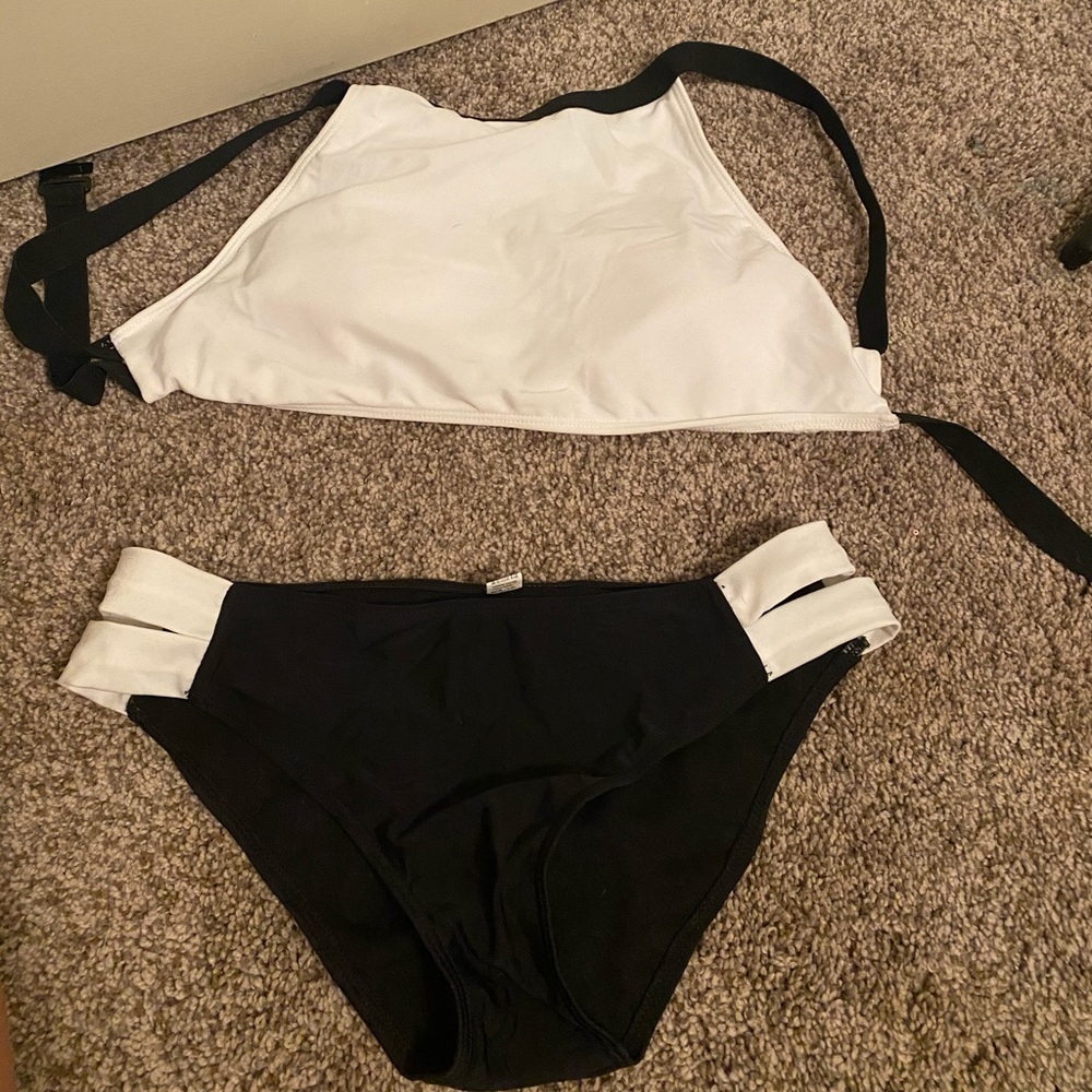 Black and white swimsuit
